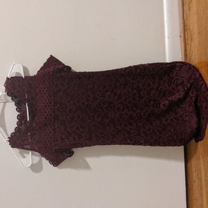 Burgundy Cold Shoulder Dress